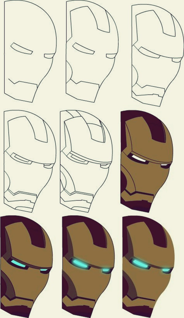 How to draw iron man : 10 Step by Step Examples