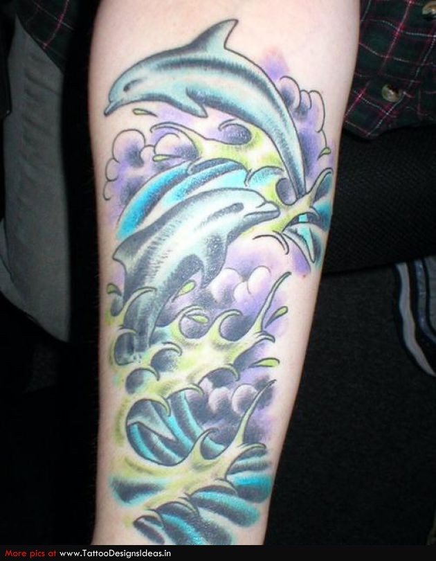 Dolphin-Tattoos on arm