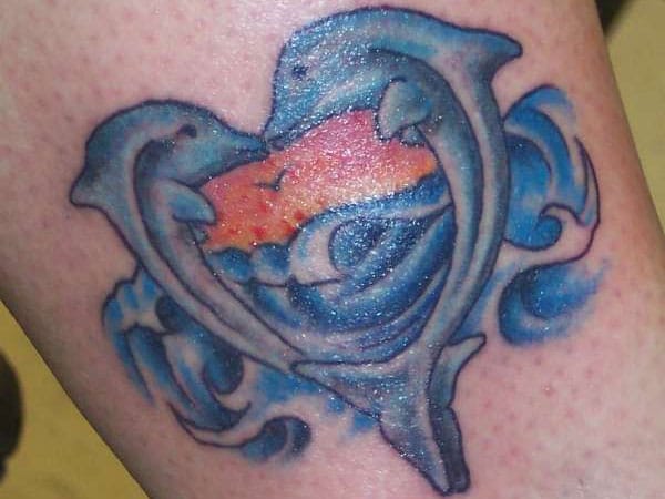 Dolphin tattoo heart