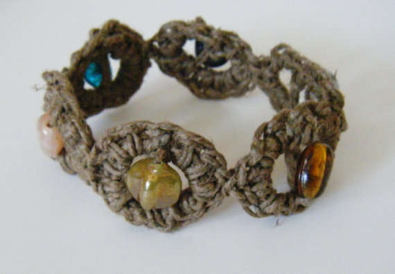 crochet beaded hemp bracelet