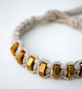 macrame string and hexnut bracelet