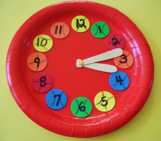 paper plate craft baseball clock