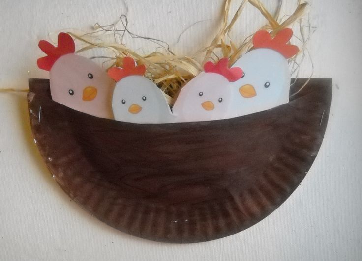 paper plate craft birds in the nest