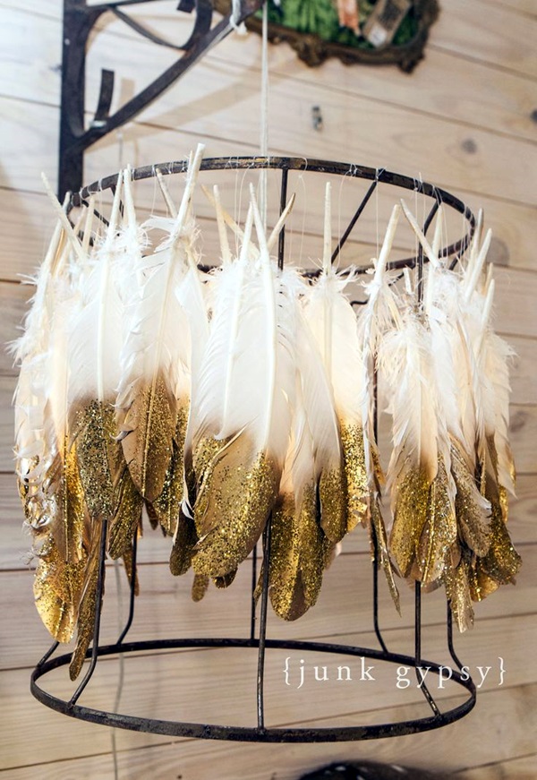 As seen on GAC's Junk Gypsies, the feather lamp that Jolie Sikes Smith designed for the Gypsyville store. (display)