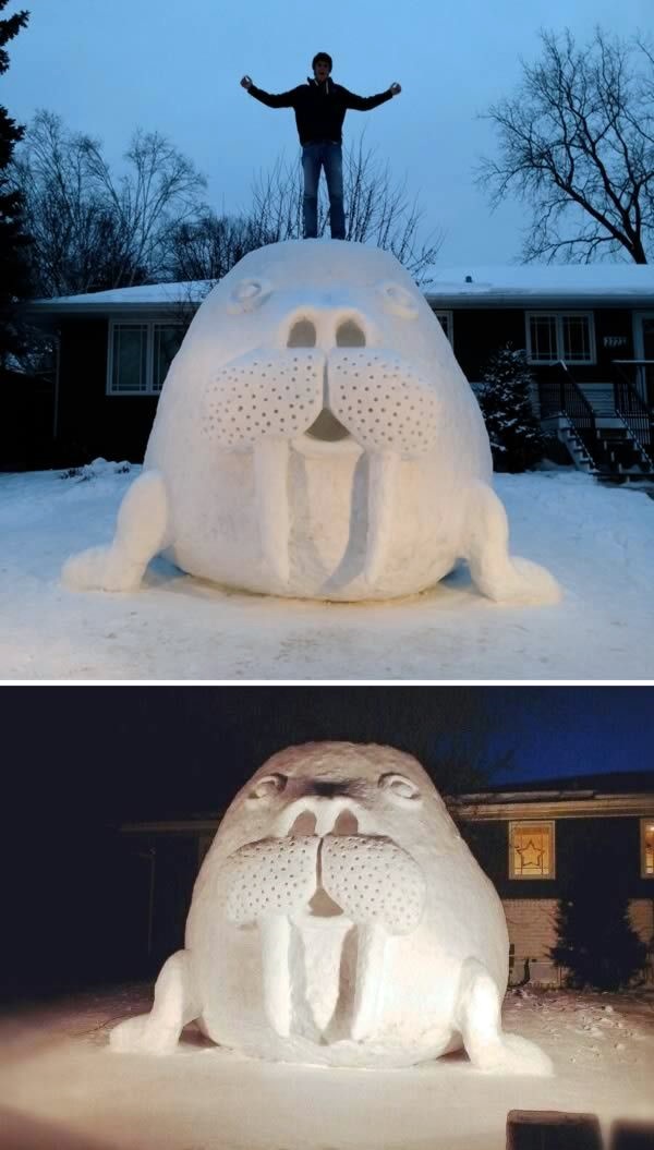 Realistic Snow Art Sculptures Winter Creations (12)