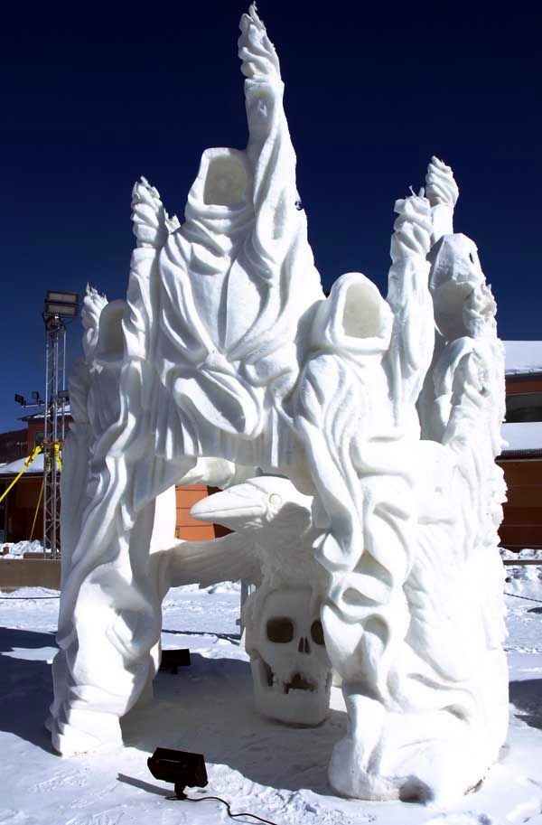 "Spirits of the Aurora" sculpted by Team Canada/Yukon. 2nd place winner and winner of People's Choice award in 2011 Budweiser International Snow Sculputre Competition