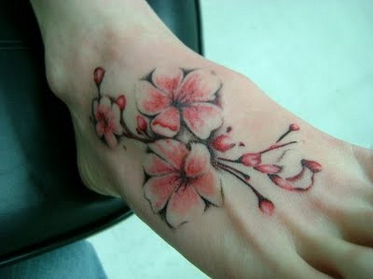 Japanese Cherry Blossom Foot Tattoo