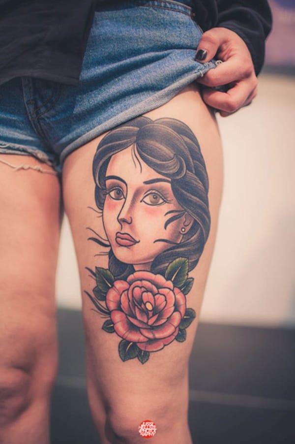 Upper Thigh Tattoos For Girls 3