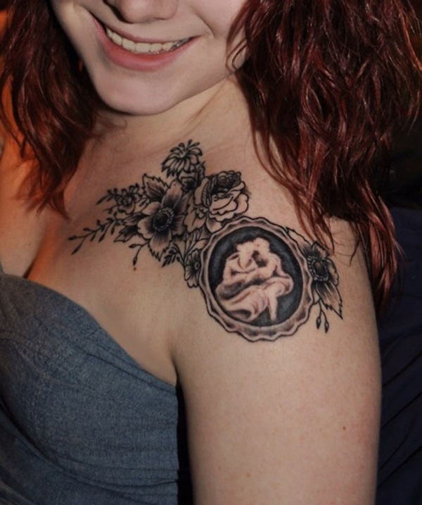 Dandelion Flower And Flying Birds Tattoo On Shoulder