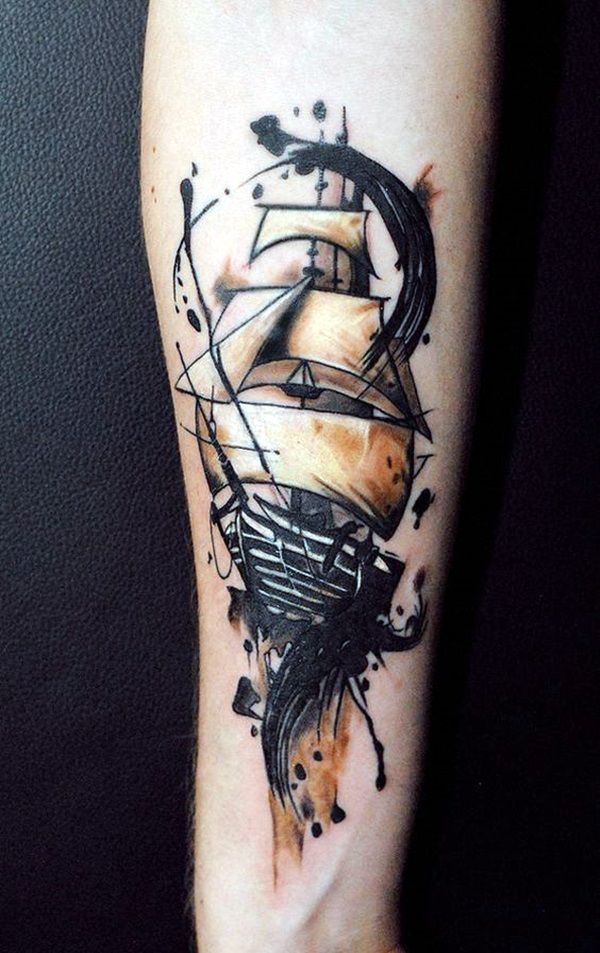 Simple Tattoo Of A Boat