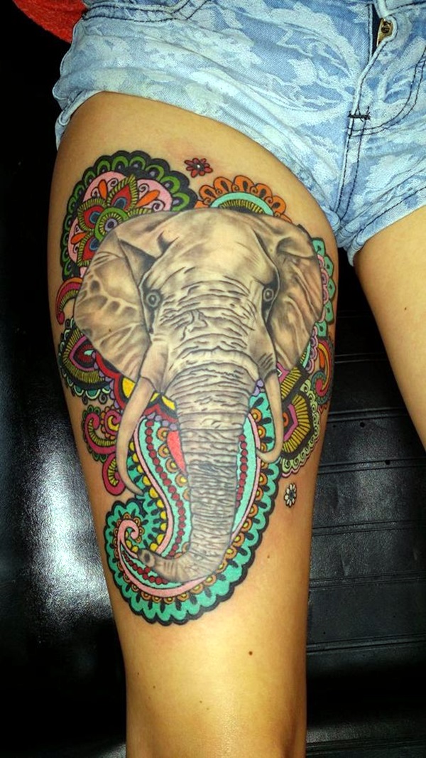 Lovely and Cute Elephant Tattoo Design (17)