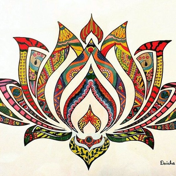 Peaceful Lotus Flower Painting Ideas (7)