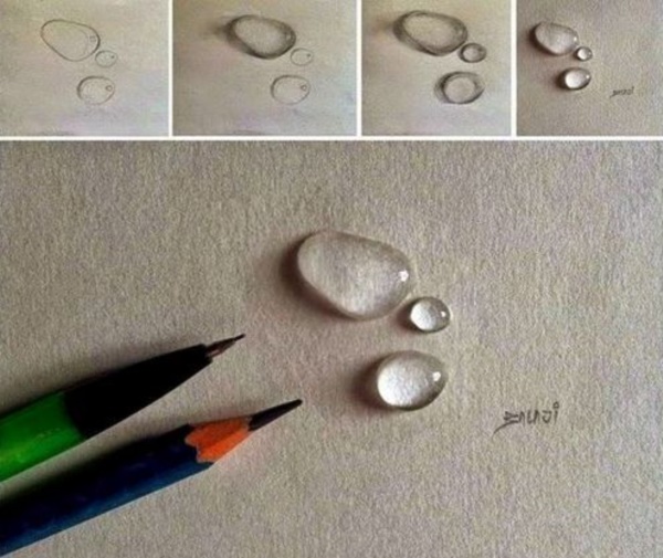 40 Realistic Water Drops Drawings And Tutorials