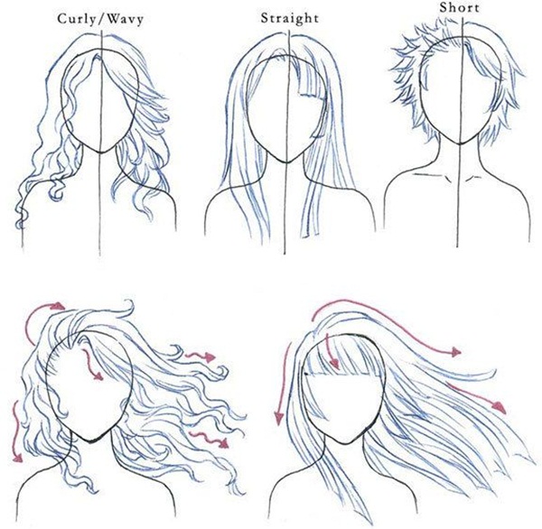 how to draw female hair step by step