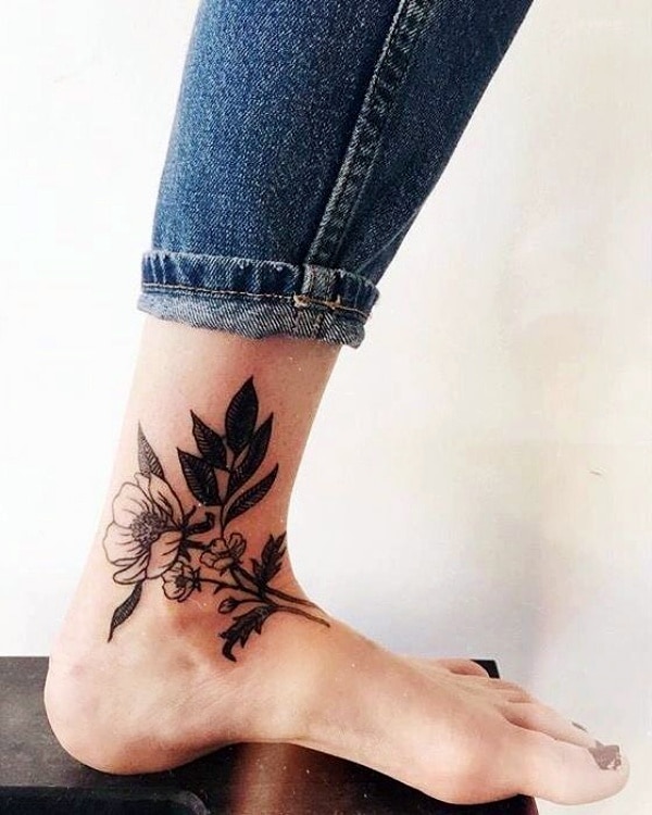 flower tattoo cover up on ankle