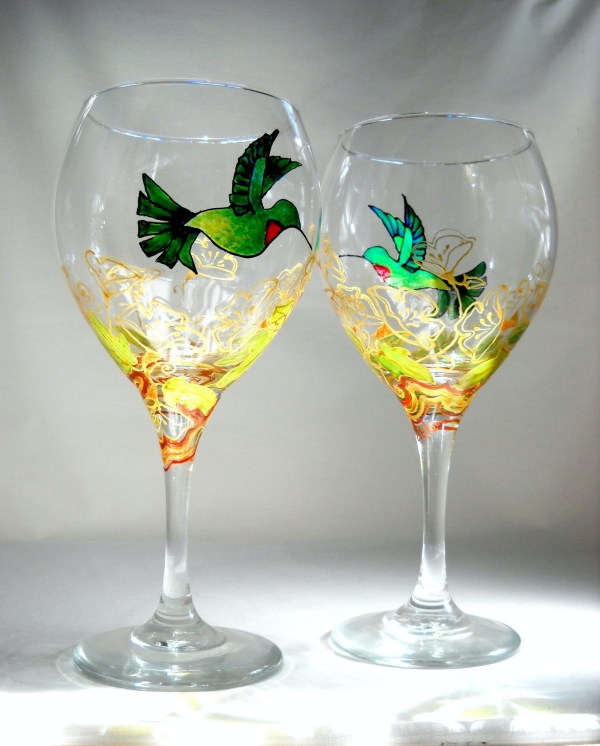 Hand Painted Peacock Feather Wine Glasses Tutorial, DIY Painted Wine Glasses