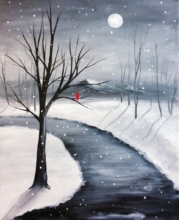 40 Original Winter Paintings On Canvas Bored Art