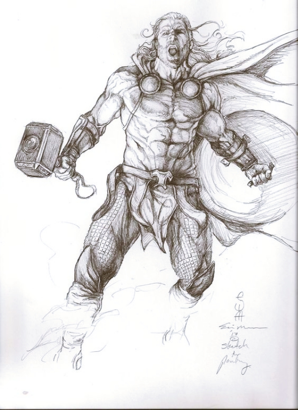 male superhero drawings in pencil