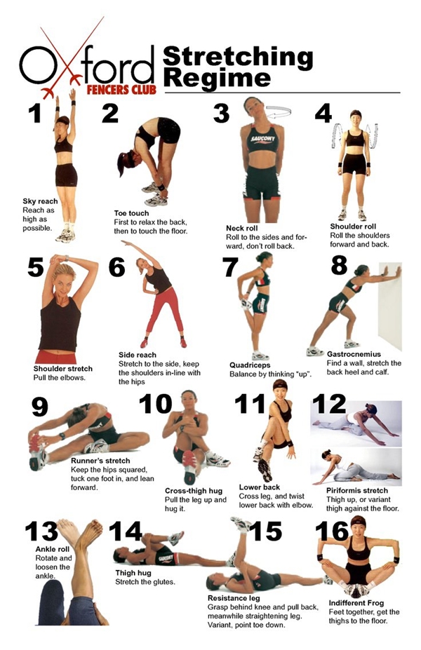 Charts of Post Workout Stretches to Prevent Injuries