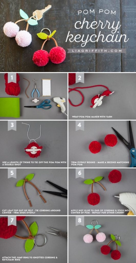 DIY PLUSH POM POM KEY CHAIN IDEA - BEST KEYCHAIN EVER! 