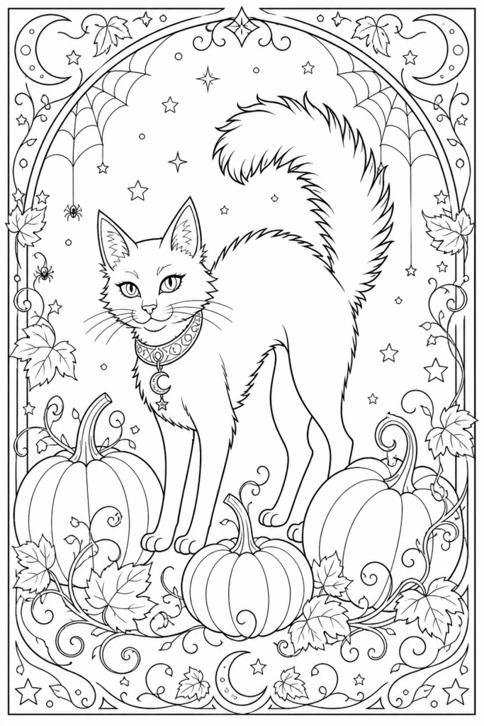 Arched black cat
