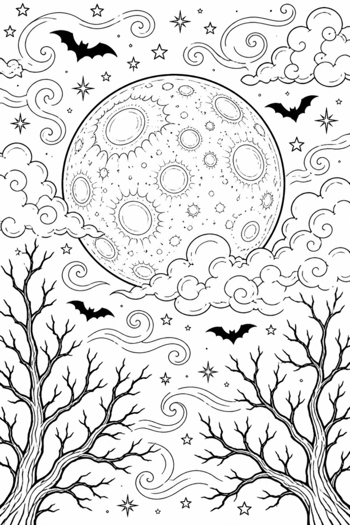 Full moon with clouds